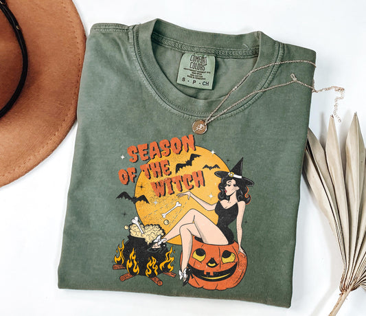 Comfort Colors® Season Of The Witch Shirt, Halloween Witch Shirt, Retro Halloween Shirt, Spooky Season Shirt, Fall Shirt, Halloween Tee