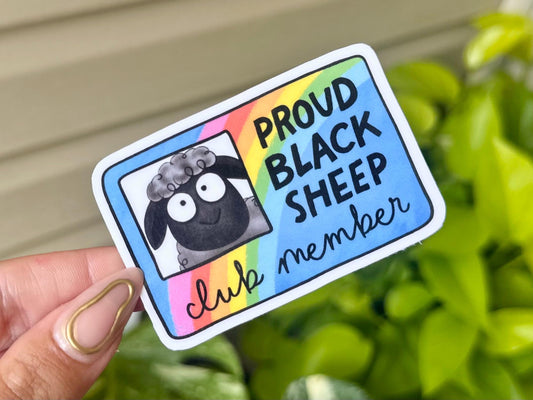 Proud Black Sheep Club Member Waterproof Sticker, Mental Health Stickers, Handdrawn Art, Bestfriend Gifts, Positivity, Anxiety