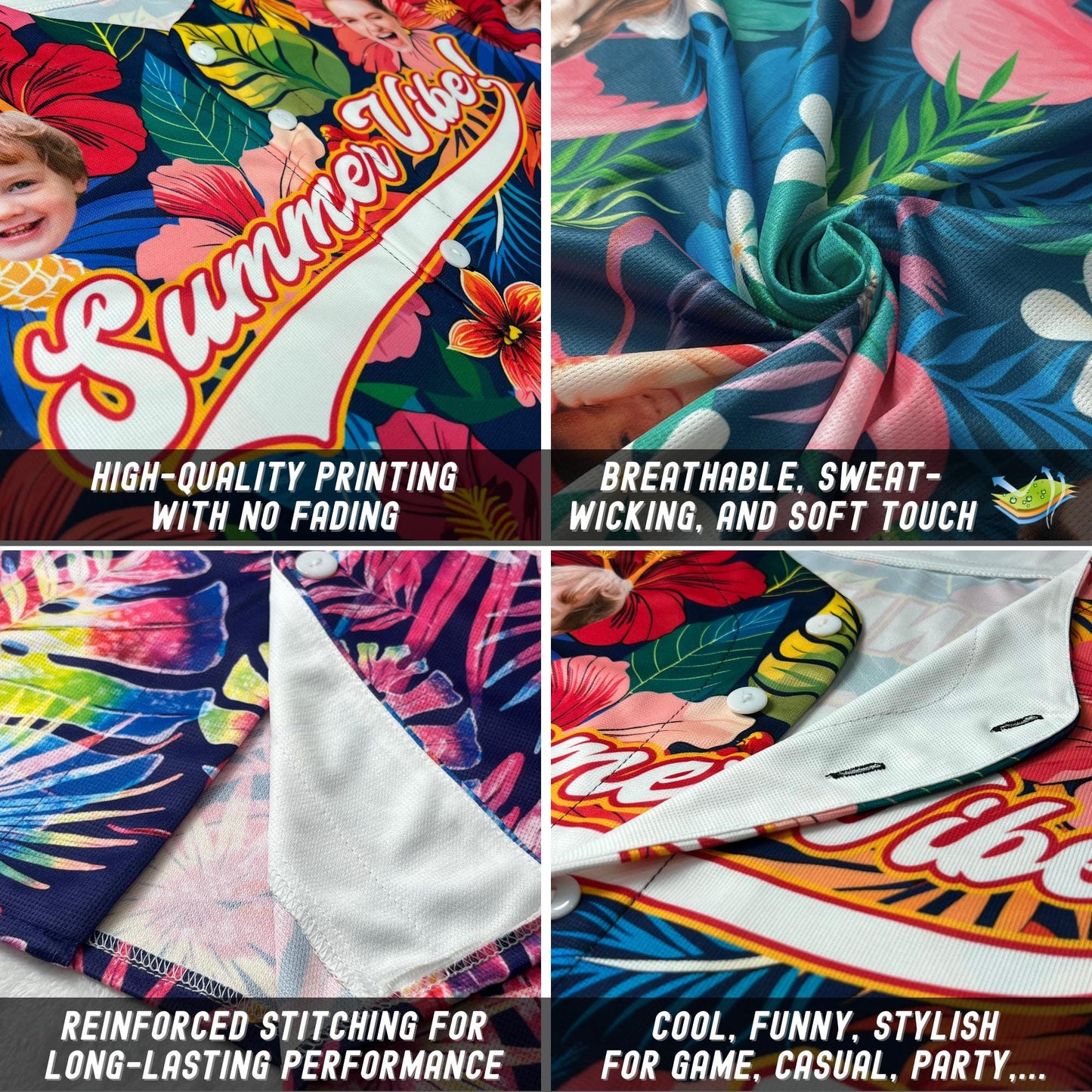 Custom Hawaiian Baseball Jersey with Team Name Number, Personalized Hawaii Floral Shirt for Men Women Youth Preschool, Bachelor Party Shirt