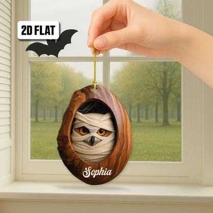 Personalized Owl 2D Flat Ornament, Owl Rearview Mirror Car Accessories, Owl Halloween Ornament, Bird Ornament, Holiday Gift for Owl Lover