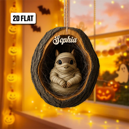 Personalized Squirrel 2D Flat Ornament, Squirrel  Rearview Mirror Car Accessories, Squirrel Halloween Ornament, Holiday Gift for Owl Lover