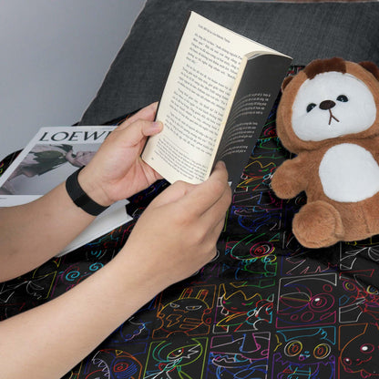 Pikachu and Porygon-Z Blanket, Neon Style Throw Blanket, Soft Cotton Fleece Blanket, Cute Home Decor Gift, Pikachu Blanket Gifts