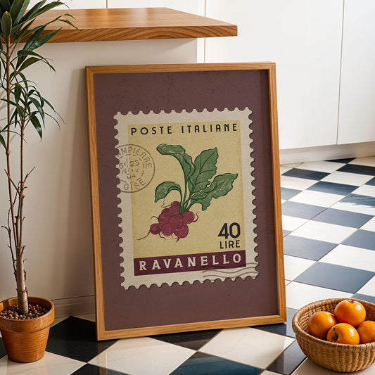 Radish Print, Vintage Italian Kitchen Art | Retro Kitchen Print | Vegetables Decor, Trendy Kitchen Art, Vintage Food Gift