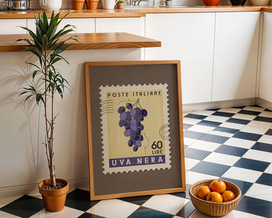 Black Grapes Poster, Black Grapes Fruit Market Print | Italian Food Art | Funky Fruit Poster, Black Grapes Wall Art, Ingredients Poster