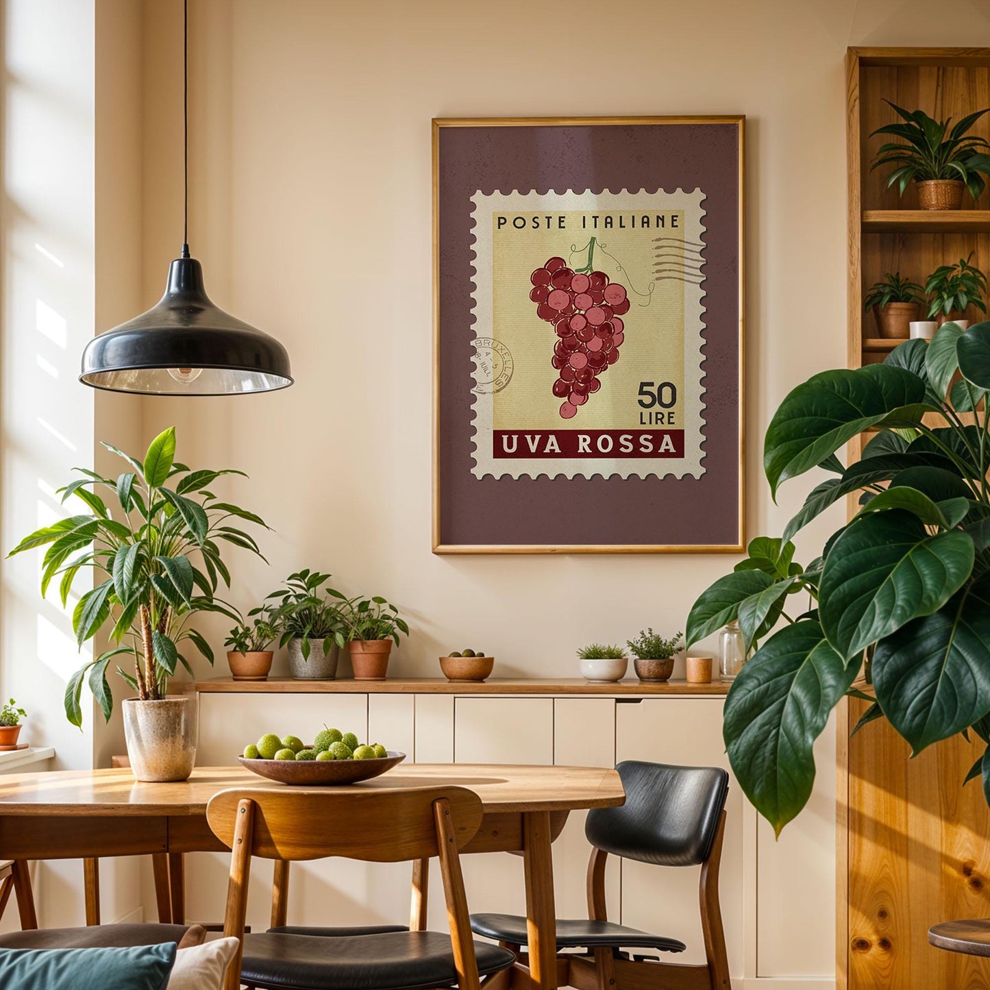 Red Grapes Poster, Red Grapes Fruit Market Print | Italian Food Art | Vintage Fruit Poster, Red Grapes Wall Art, Retro Food Art Print