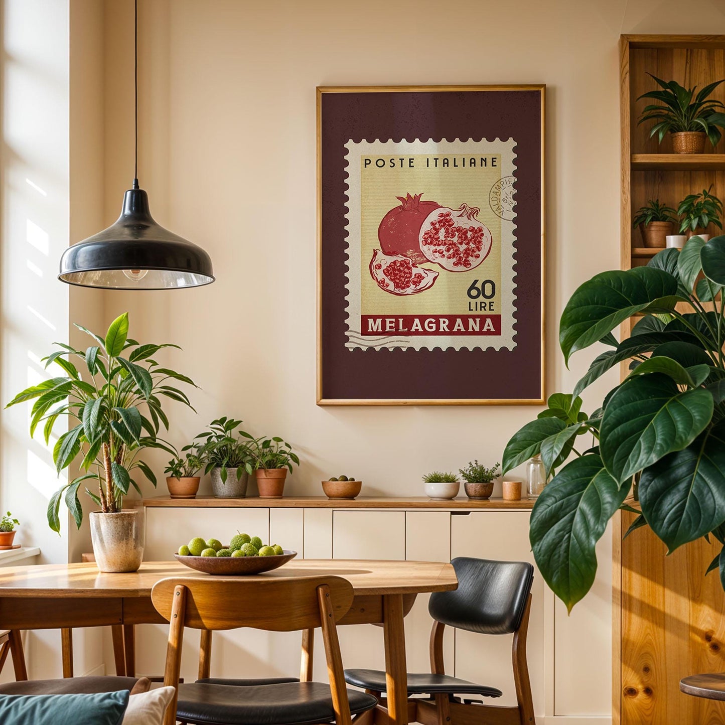 Pomegranate Poster, Pomegranate Fruit Market Print | Italian Food Art | Fruit Wall Art, Pomegranate Ingredients Poster, Retro Kitchen Print