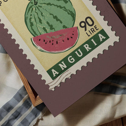 Watermelon Poster, Watermelon Fruit Market Print | Italian Food Art | Vintage Fruit Poster, Watermelon Wall Art, Retro Food Art Print
