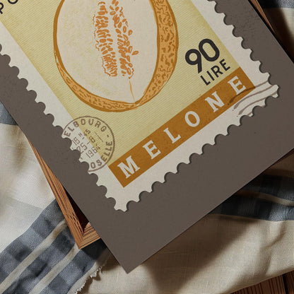 Melon Poster, Melon Fruit Market Print | Italian Food Art | Fun Fruit Poster, Melon Wall Art, Retro Food Art Print