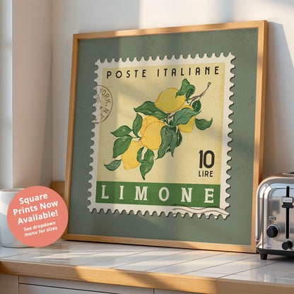 Lemon Poster, Lemon Fruit Market Print | Italian Food Art | Funky Fruit Poster, Lemon Wall Art, Retro Food Art Print