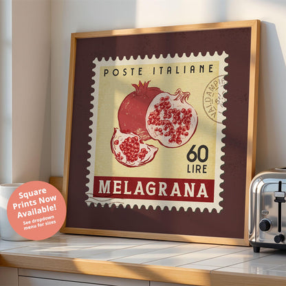 Pomegranate Poster, Pomegranate Fruit Market Print | Italian Food Art | Fruit Wall Art, Pomegranate Ingredients Poster, Retro Kitchen Print