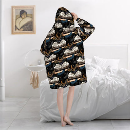 Book dragon at night Adult Blanket Hoodie please read description reader gift, comfy hoodie