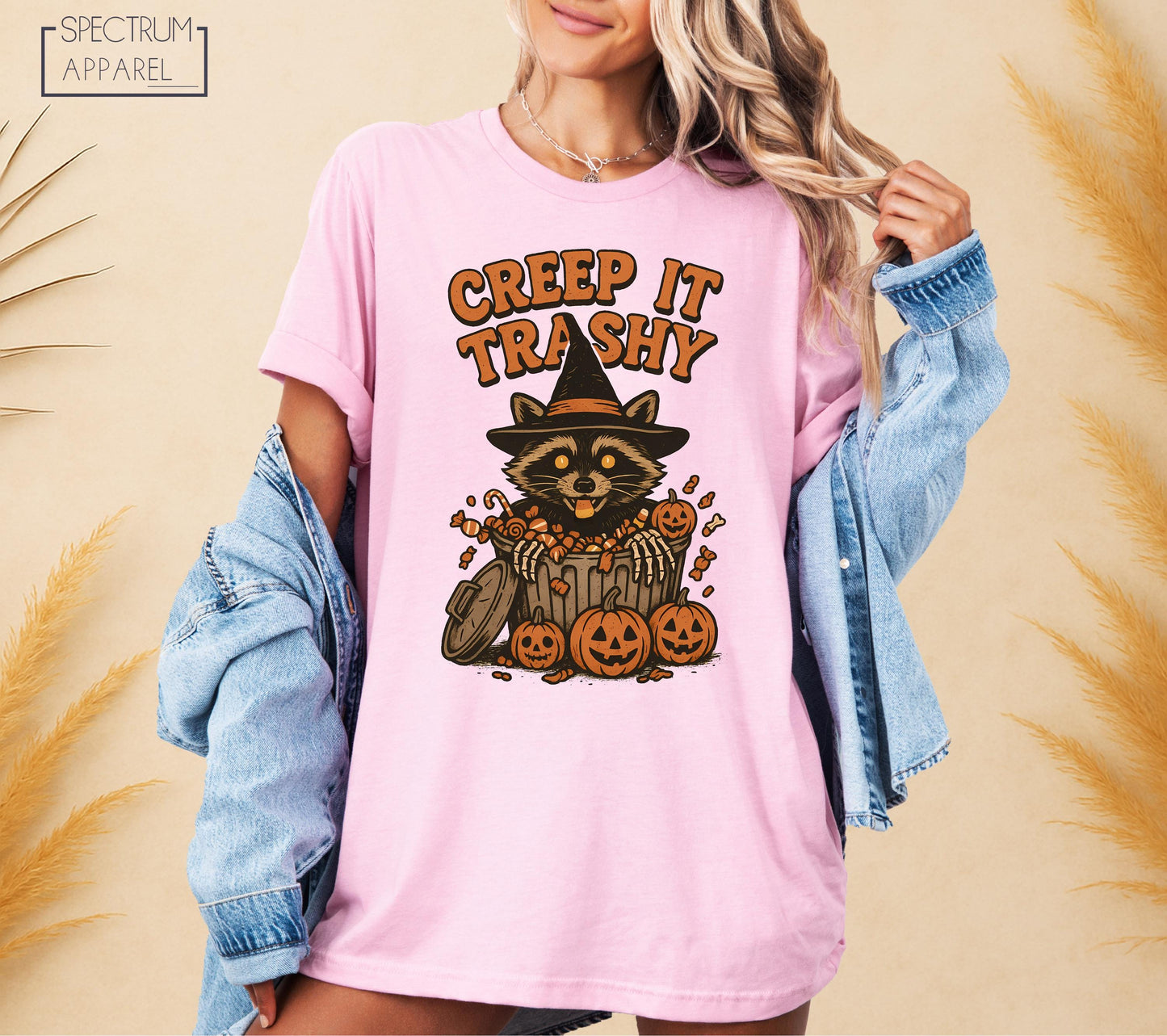 Creep It Trashy Raccoon T-Shirt, Creep the Trash Top, Funny Halloween Trash Raccoon Shirt, Pumpkin Candy Animal Shirt, Spooky Fall Humor Top