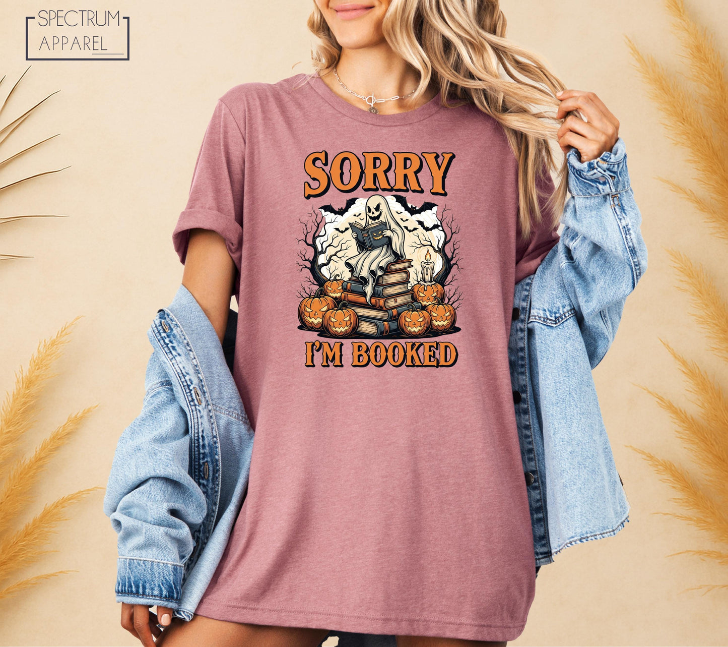 Sorry I’m Booked T-Shirt, Halloween Ghost Booked Tee, Spooky Book Lover Shirt, Pumpkin Fall Bookworm T-Shirt, Creepy Season Reading T-Shirt