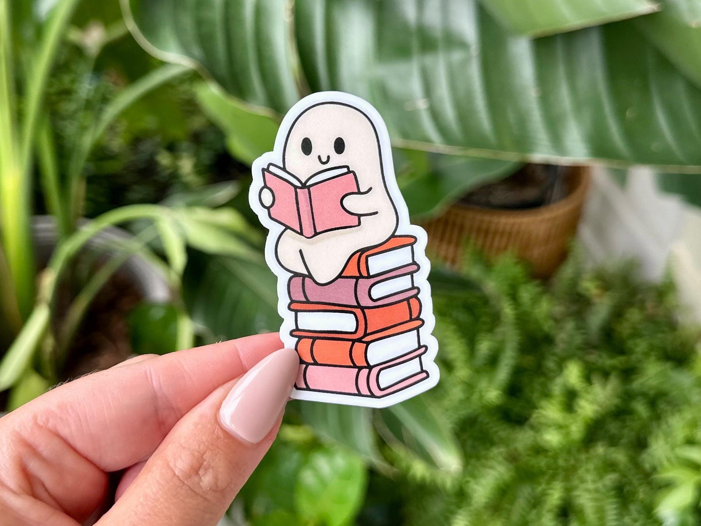 Reading Ghostie Waterproof Sticker, Handdrawn Art, Bestfriend Gifts, Positivity, Halloween, Reading, Bookish, Books, Spooky Reads