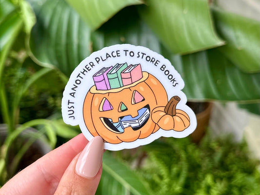 Just Another Place to Store Books Waterproof Sticker, Handdrawn Art, Bestfriend Gifts, Positivity, Halloween, Reading, Bookish, Books, Fall