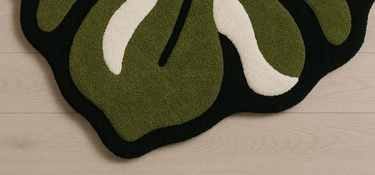 Hand-Tufted New Zealand Wool Rug: Jungle Monstera Design