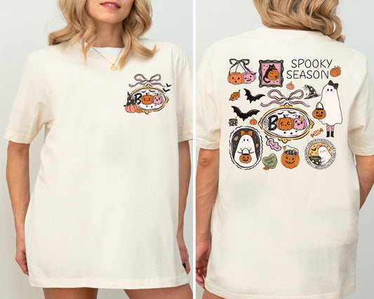 Halloween Boo Pumpkin Shirt, Spooky Season Ghost T-Shirt, Halloween Ghost Shirt, Coquette Halloween Bow Shirt, Pumpkin Season Sweatshirt
