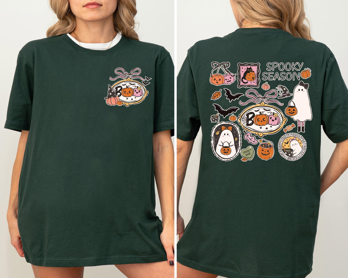 Halloween Boo Pumpkin Shirt, Spooky Season Ghost T-Shirt, Halloween Ghost Shirt, Coquette Halloween Bow Shirt, Pumpkin Season Sweatshirt