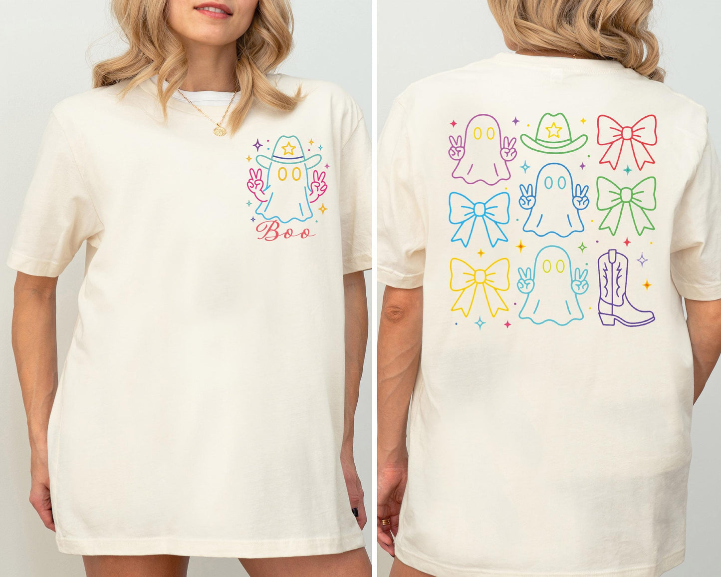 Western Halloween Boo Shirt, Coquette Halloween Bow Shirt, Cowboy Ghost Halloween Shirt, Spooky Season Ghost Bow Sweatshirt