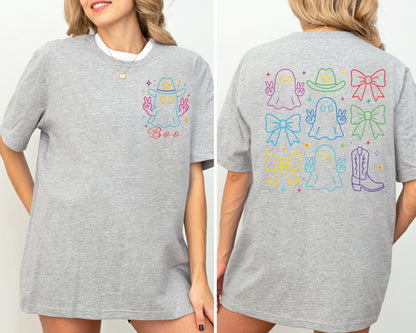 Western Halloween Boo Shirt, Coquette Halloween Bow Shirt, Cowboy Ghost Halloween Shirt, Spooky Season Ghost Bow Sweatshirt