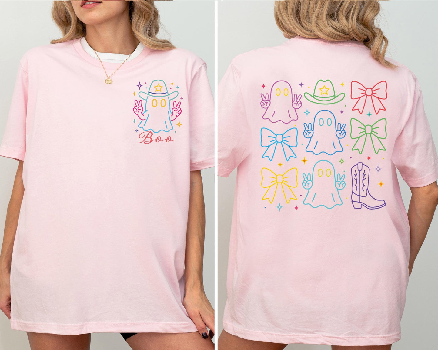 Western Halloween Boo Shirt, Coquette Halloween Bow Shirt, Cowboy Ghost Halloween Shirt, Spooky Season Ghost Bow Sweatshirt