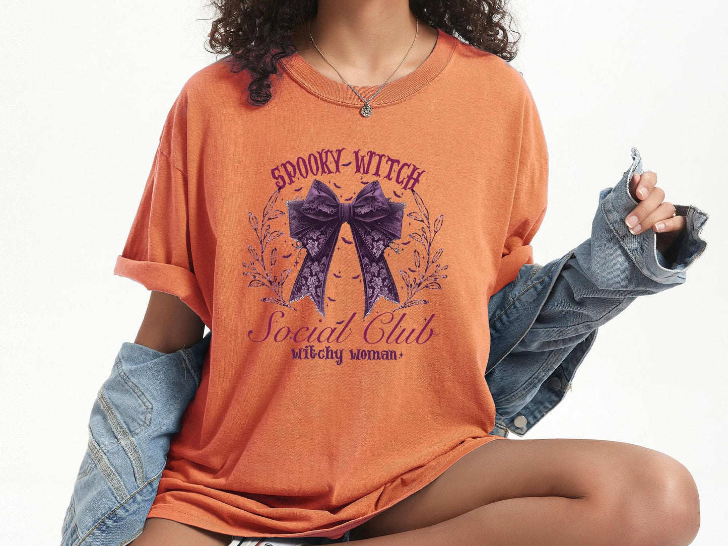Comfort Colors® Spooky Witch Social Club Shirt, Hallowen Bow Sweatshirt, Halloween Party T-shirt,  Halloween Witch Tee