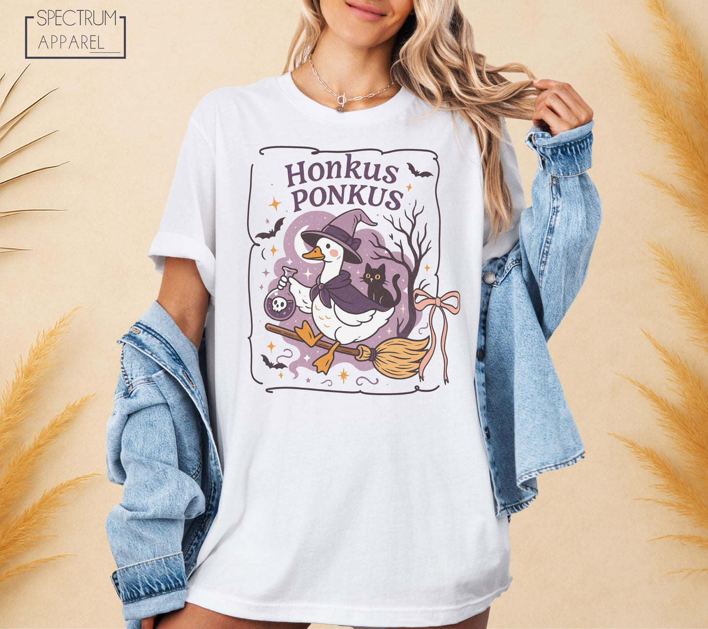 Honkus Ponkus Witch Duck Shirt, Honkus Ponkus Funny Duck Shirt, Halloween Goose Broomstick Shirt, Cute Magic Bird Top, Animal Lover Gift Tee