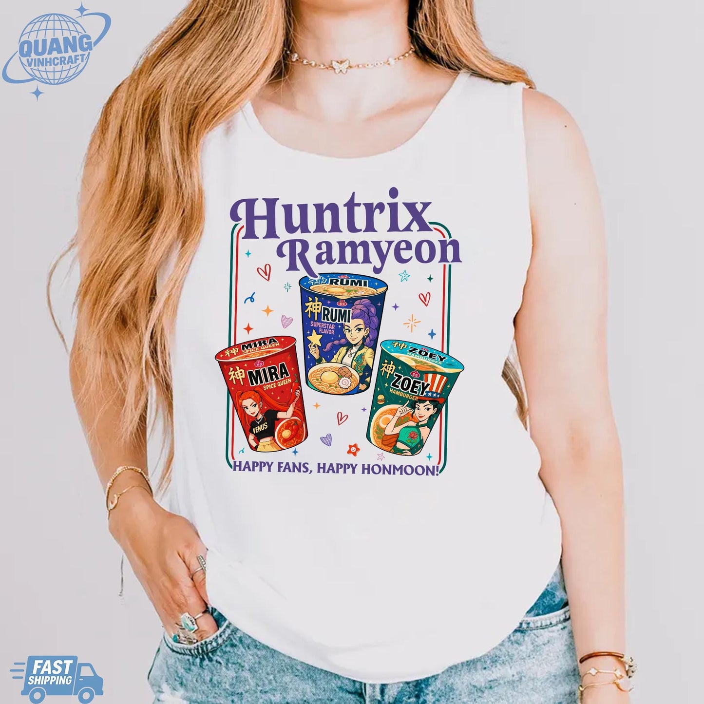 Kpop Demon Hunters Ramyeon TankTop Comfort Colors For Fan, Demon Hunter Movie Inspired Noodle Tee,Cool Korea Inspired Apparel,Mira,Rumi,Zoey