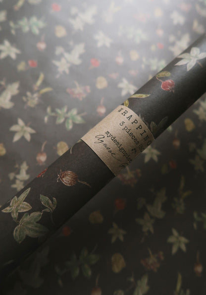 Botanical kraft Wrapping paper, Gift Wrap, Wrapping, Floral Gift Warp, Wrapping paper, gift paper, floral wrapping paper, recycled paper