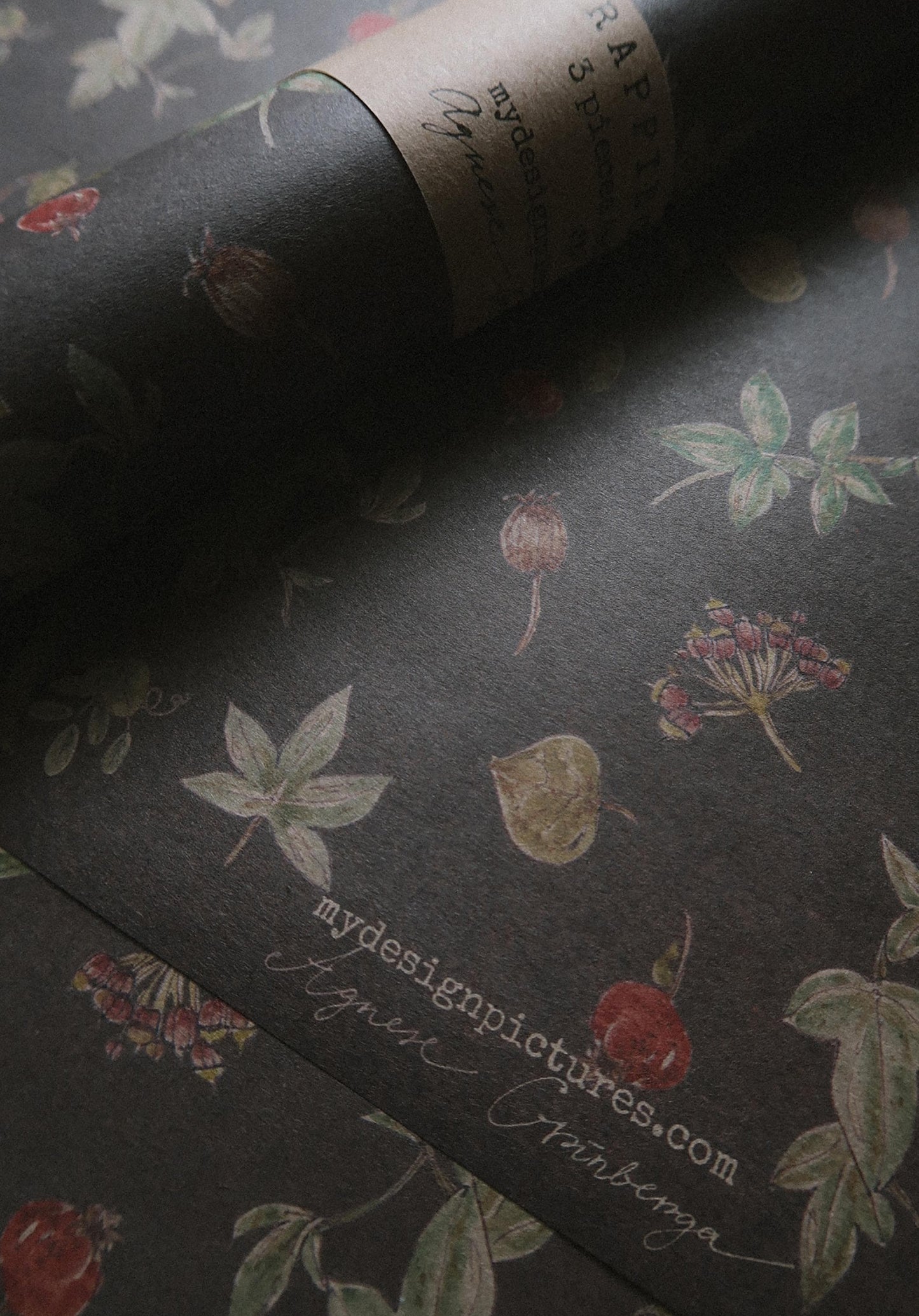 Botanical kraft Wrapping paper, Gift Wrap, Wrapping, Floral Gift Warp, Wrapping paper, gift paper, floral wrapping paper, recycled paper