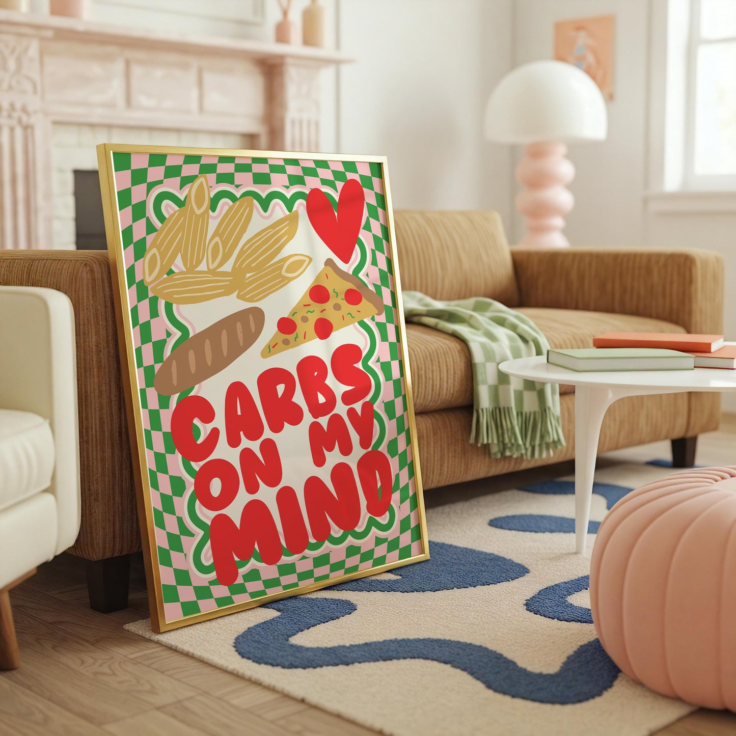 Carbs On My Mind Kitchen Print: Retro Foodie Wall Art