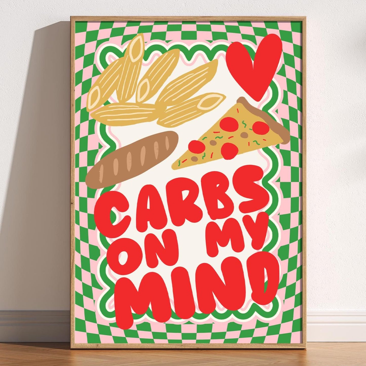 Carbs On My Mind Kitchen Print: Retro Foodie Wall Art