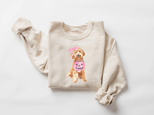 Cute Dog Halloween Sweatshirt, Dogs Lover Halloween Gift, Pumpkin Halloween Dogs Shirt, Womens Halloween Shirt, Spooky Season, Dog Mom Gift