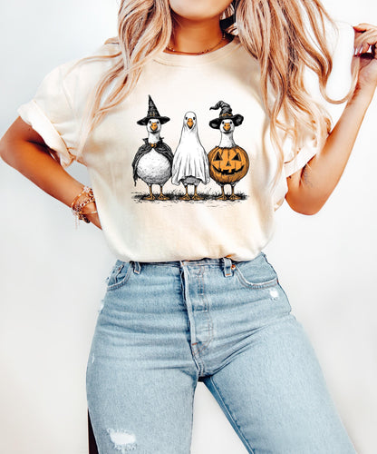 Comfort Colors® Spooky Goose Shirt, Funny Halloween Goose Shirt, Goose in Halloween Costumes Shirt, Cute Horror Shirt, Spooky Goose