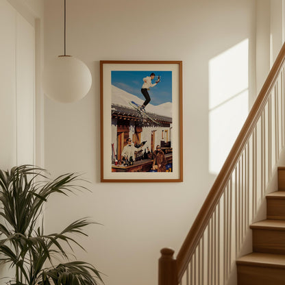 Vintage Skiing Poster: Retro Apres Ski Bar Cart Wall Art