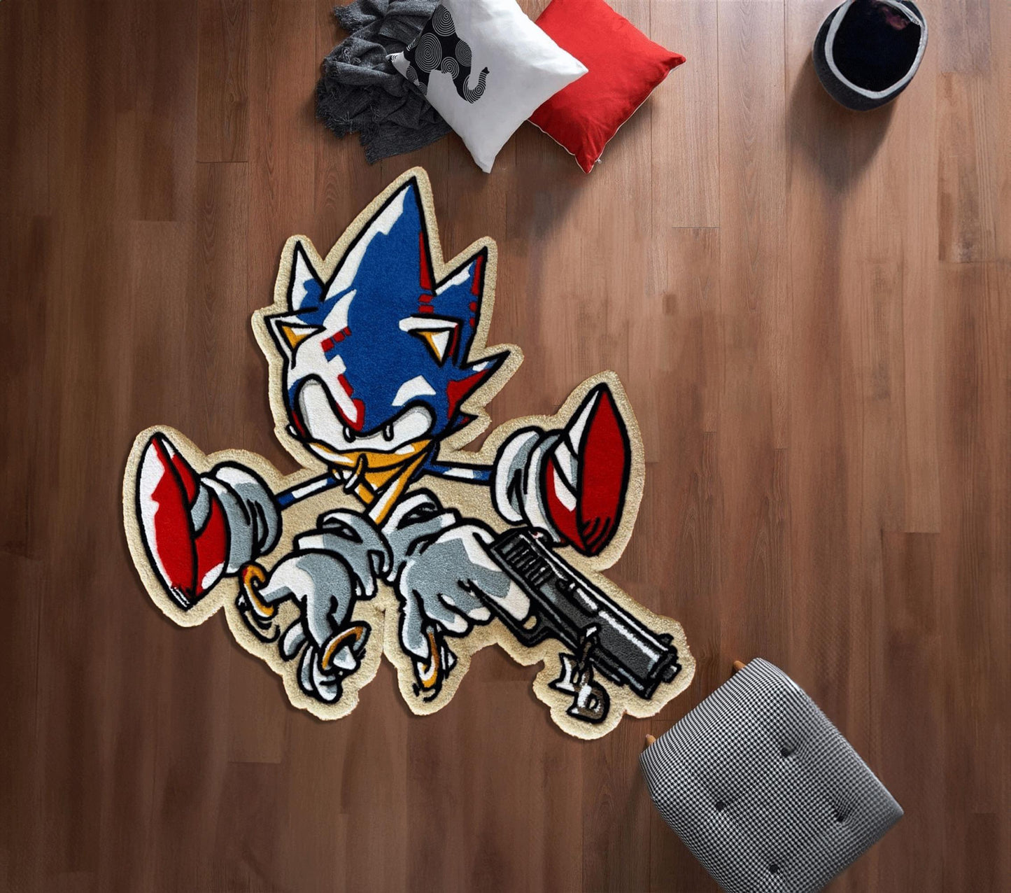Shadow the Hedgehog Carpet, Soft round sonic gamecube rug, sonic fan gift, Sonic gift, Video game gift idea, Sonic Adventure, custom CD rug