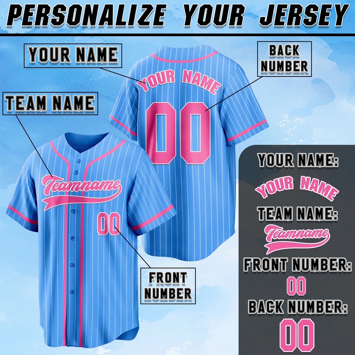 Custom Baseball Jersey: Personalized Team Name & Number, Embroidered or Printed