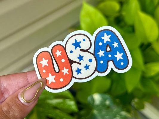 USA Patriotic Vibes Waterproof Sticker, Mental Health Stickers, Handdrawn Art, Bestfriend Gifts, Positivity, Anxiety