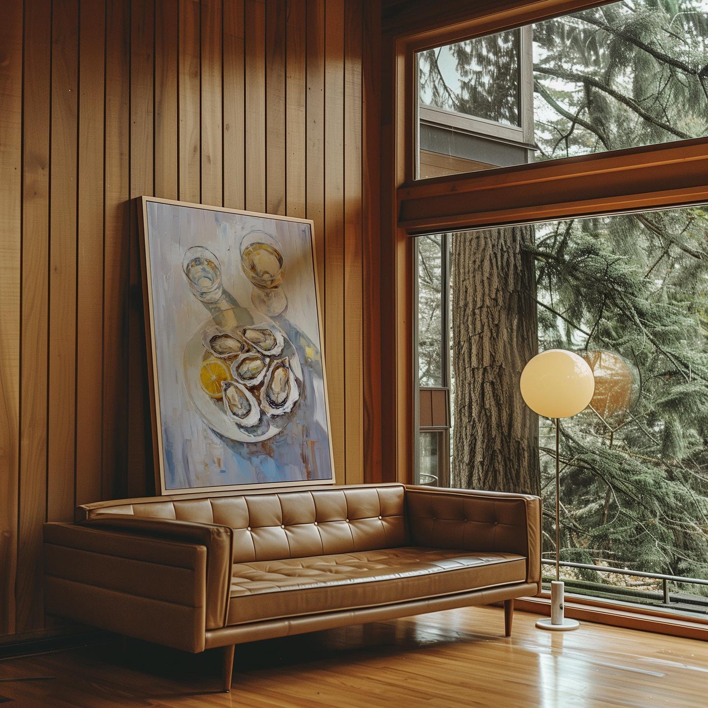 Oysters with Lemon and White Wine Bar Cart Art Print | Cute Quirky Whimsical | Cocktail Art Bar Cart Decor | Trendy Home Wall Art Gift