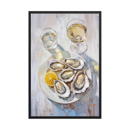 Oysters with Lemon and White Wine Bar Cart Art Print | Cute Quirky Whimsical | Cocktail Art Bar Cart Decor | Trendy Home Wall Art Gift