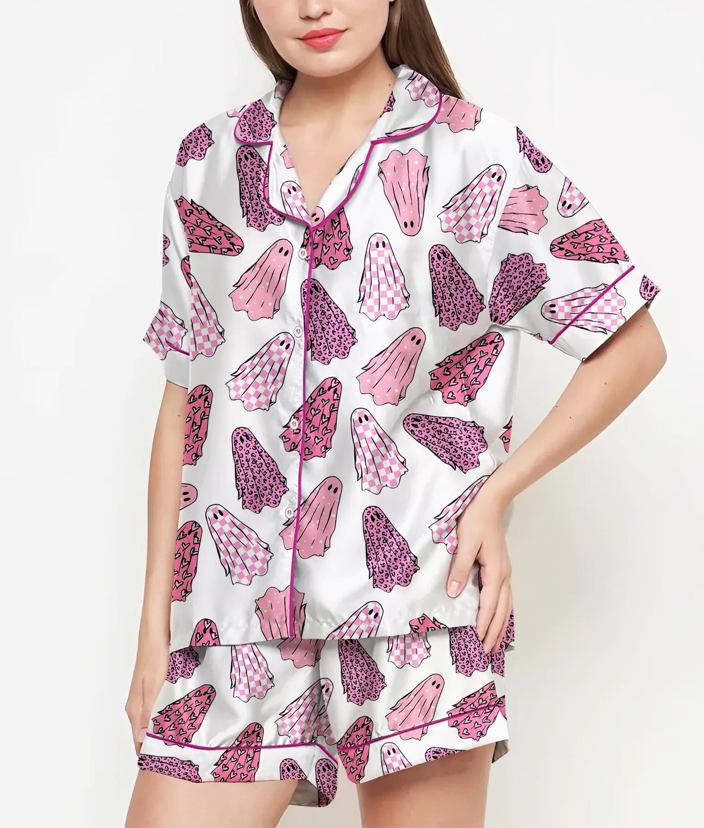 Breast Cancer Gifts, Breast Cancer Shirt, Pajamas Satin Set, Breast Cancer Awareness, Mother's Day Gift, Gift For Women, Pink Ribbon