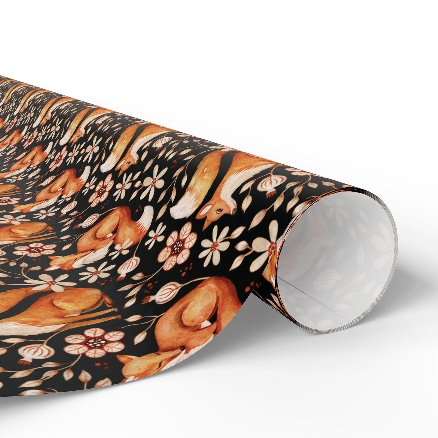 Foxes Wrapping Paper Roll for Woodland Themed Gifts and Party, Boho Forest Animals Gift Wrap, Custom Natural Forest Gift Packaging