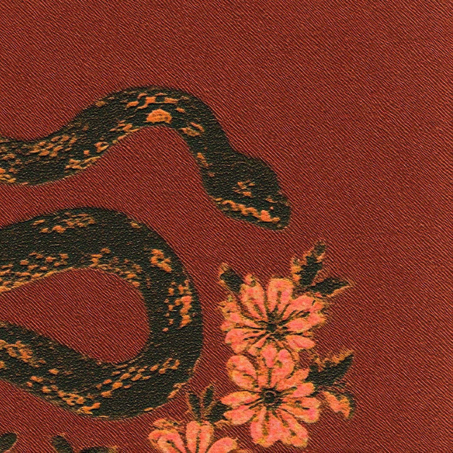 Vintage Snake Poster Dark Academia Print Dark Red Art Witchy Wall Art Floral Drawing Print Gothic Animal Print Botanical Serpent Art