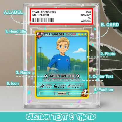 Personalized Soccer Card, Anime Photo Acrylic Gift, Father's Day Gift, Gift from Kid, Student Soccer Gift, Gift for Sports, Gift for Dad