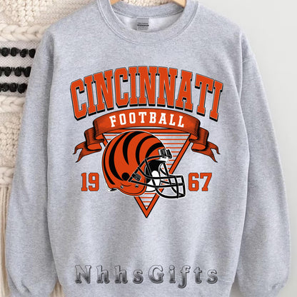 Graphic Cincinnati Mascot Football Sweatshirt, Game Day Gift Shirt, Cincinnati Football Fan Tee, Retro Cincinnati Team, Sport Mascot Gifts