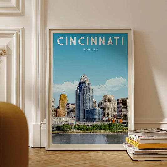 Cincinnati Vintage Wall Art, Cincinnati Ohio State Poster, Cincinnati Skyline Print, Retro Canvas Home Decor, Cincinnati Gift