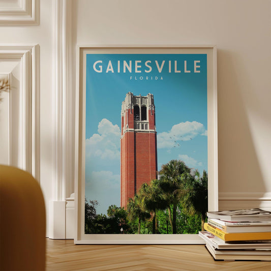 Gainesville Florida Poster, Gainesville Wall Art, Vintage Gainesville, Florida Art Print, Retro Prints Florida