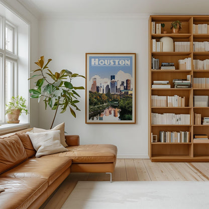 Houston Wall Art, Houston Skyline, Texas Poster, Texas Wall Art, Houston Poster, Houston Gift, Vintage East Texas Poster, Houston Map