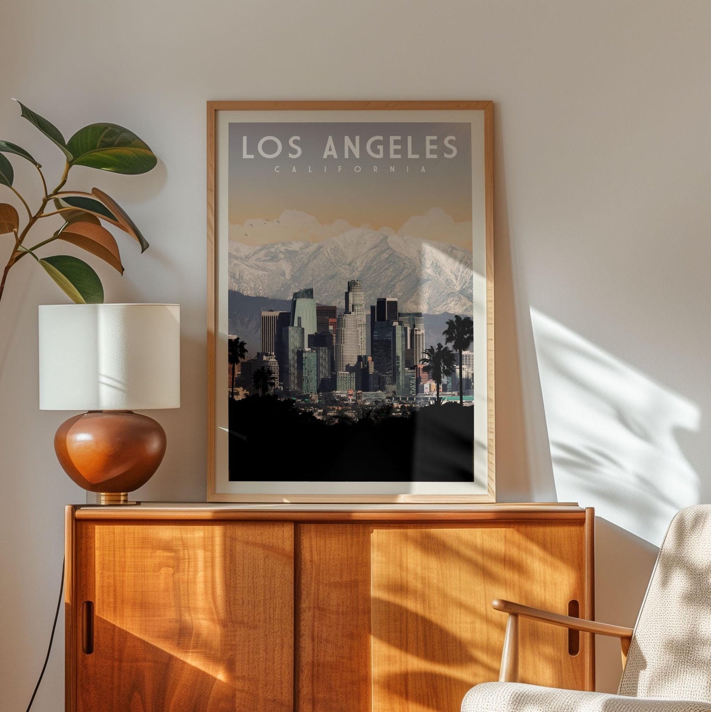 Los Angeles California Wall Art, Downtown Los Angeles Skyline Poster Print, Retro LA Poster, Vintage Los Angeles Poster, California Gift