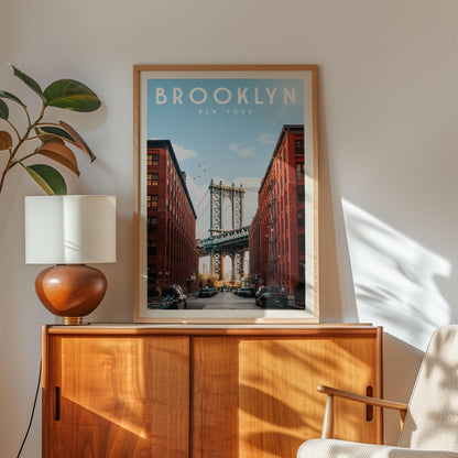 Brooklyn Poster, Brooklyn Wall Art Print | Vintage New York Travel Poster | Brooklyn Print, City Apartment Gift